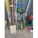 Selection of outdoor items to include washing line, ladders, tools etc
