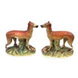 Pair of victorian Staffordshire dog pot figures measures approx 10 inches tall