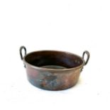 Antique 2 handled copper pan measures approximately 7 inches tall 15 inches diameter
