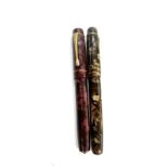 2 Vintage marble effect The Nova fountain pens, burgundy and brown