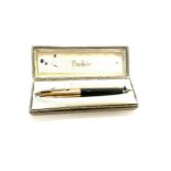 Parker 61 fountain pen with box, black pen, gold cap