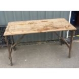 Military oak field table measures approx 76 cm tall by 135 cm wide and 68 cm deep