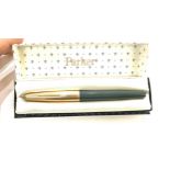 Parker 51 fountain pen with box, teal green pen, gold cap