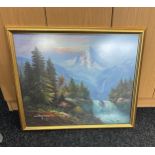 Vintage framed W Chapman painting , frame measures approximately 22 inches tall 25 wide