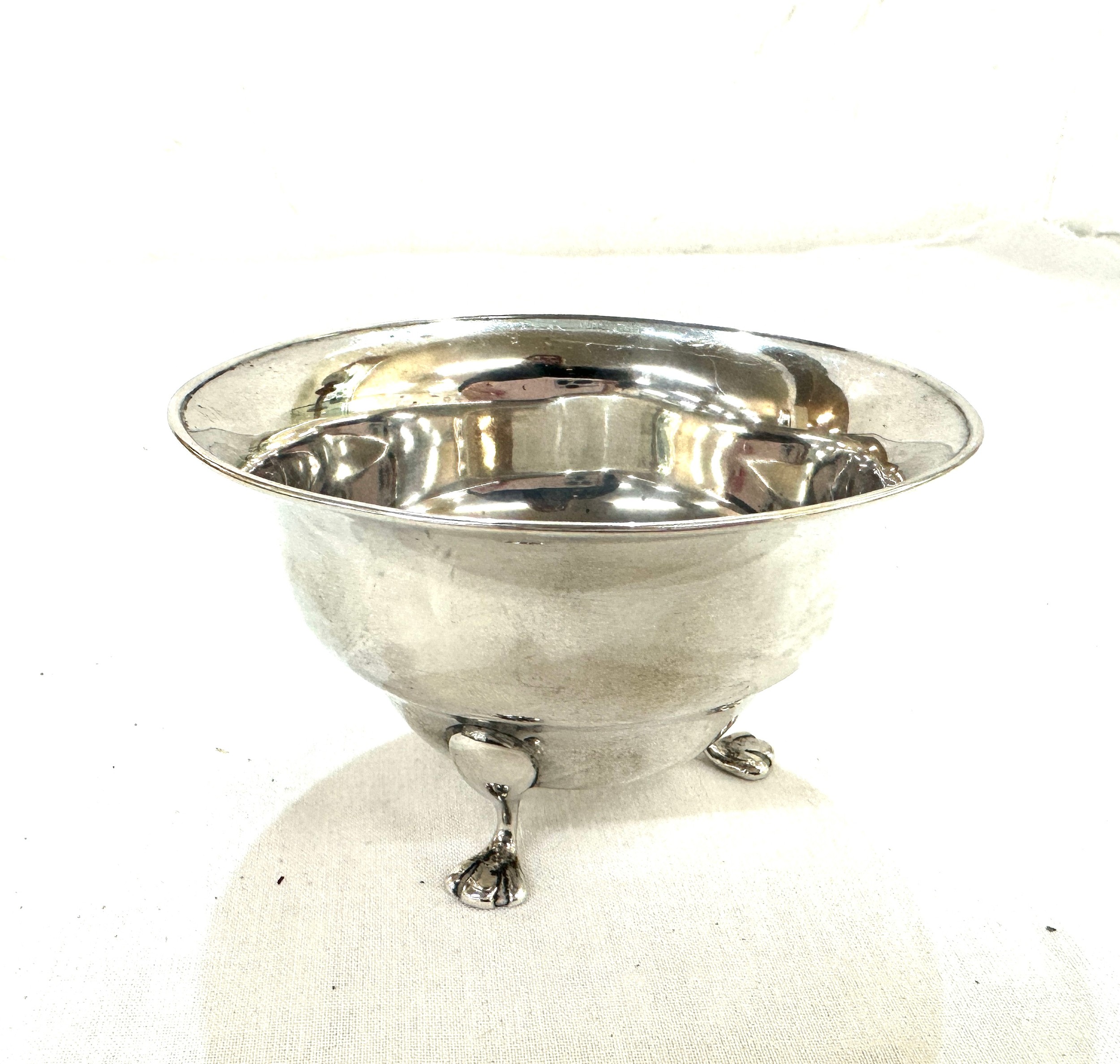 Hallmarked silver 3 legged trinket bowl, total weight 79grams - Image 2 of 4