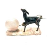 Art deco spelter deer lamp on marble plinth measures approx 11 inches wide