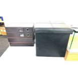 4 faux leather office filing boxes, A4 size plus faux leather storage stool Large box of linen