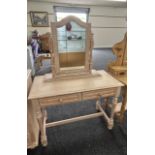 Pine dressing table with mirror measures approx 29 inches tall by 19 inches deep and 39.5 inches