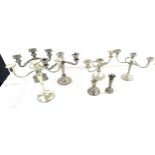 Selection of 4 silver plated candelabras