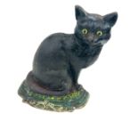 Cast iron novelty cat door stop, measures approximately 30cm tall 24 inches wide