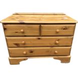 Pine Ducal 2 over 2 chest, approximate measurements: Height 62cm, Width 87cm, Depth 46cm