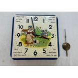 Vintage advertising square face advertising clock, Mary had a little lamb measures approximately