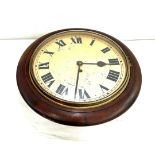 Vintage 1 key hole mahogany framed school clock diameter approximately 30 inches diameter