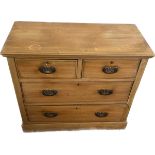 2 Over 2 satin wood chest of drawers with keys and locks measures approximately 31 inches tall 35