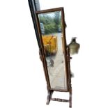 Pine cheval mirror height approximately 59 inches