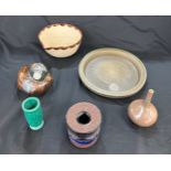 Selection of Scandinavian ceramics includes Wilhelm Kage vase, Timo Sarpaneva, Yngve Blixt etc