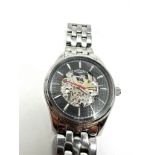 Rotary gents mechanical wristwatch automatic skeletonised movement