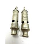 2 Vintage police whistles