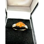 9ct gold fire opal & diamond ring