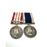 ER.11 Royal Navy mounted medal pair N.G.S medal -malaya & long service to l/fx & fx 838283 l.a.young