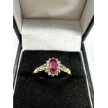 9ct gold ruby & diamond ring