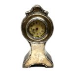 silver front mantle clock measures height 18cm