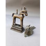 Indian brass / bronze horse & 1 other probably 19th century height of horse 13.5cm