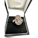 9ct white gold diamond ring set with champagne diamonds snake design ring