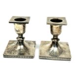 Pair of vintage silver squat candlestick measure approx height 7.5cm