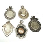 5 vintage silver pocket watch fobs