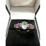 9ct gold topaz amethyst & diamond ring