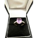 9ct gold amethyst & diamond ring