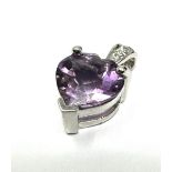 Certificated 9ct gold Amethyst & white Topaz pendant C.O.A