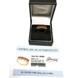 Certificated 9ct gold Fire opal ring C.O.A