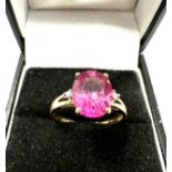 9ct gold pink topaz & diamond ring