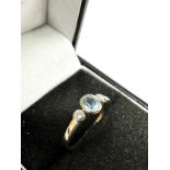 Vintage 18ct gold diamond & aquamarine ring