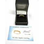 Certificated 9ct gold yellow sapphire gold ring C.O.A