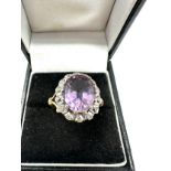 9ct gold amethyst & Diamond ring 5.4g