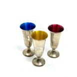 3 Gorham silver & enamel liqueur shot glass each measure approx height 7cm