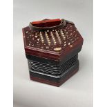 Rare 48 button Early Lachenal & Co Crane & Sons patent 21730 duet concertina . rosewood end plates &