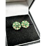 9ct gold emerald & diamond earrings
