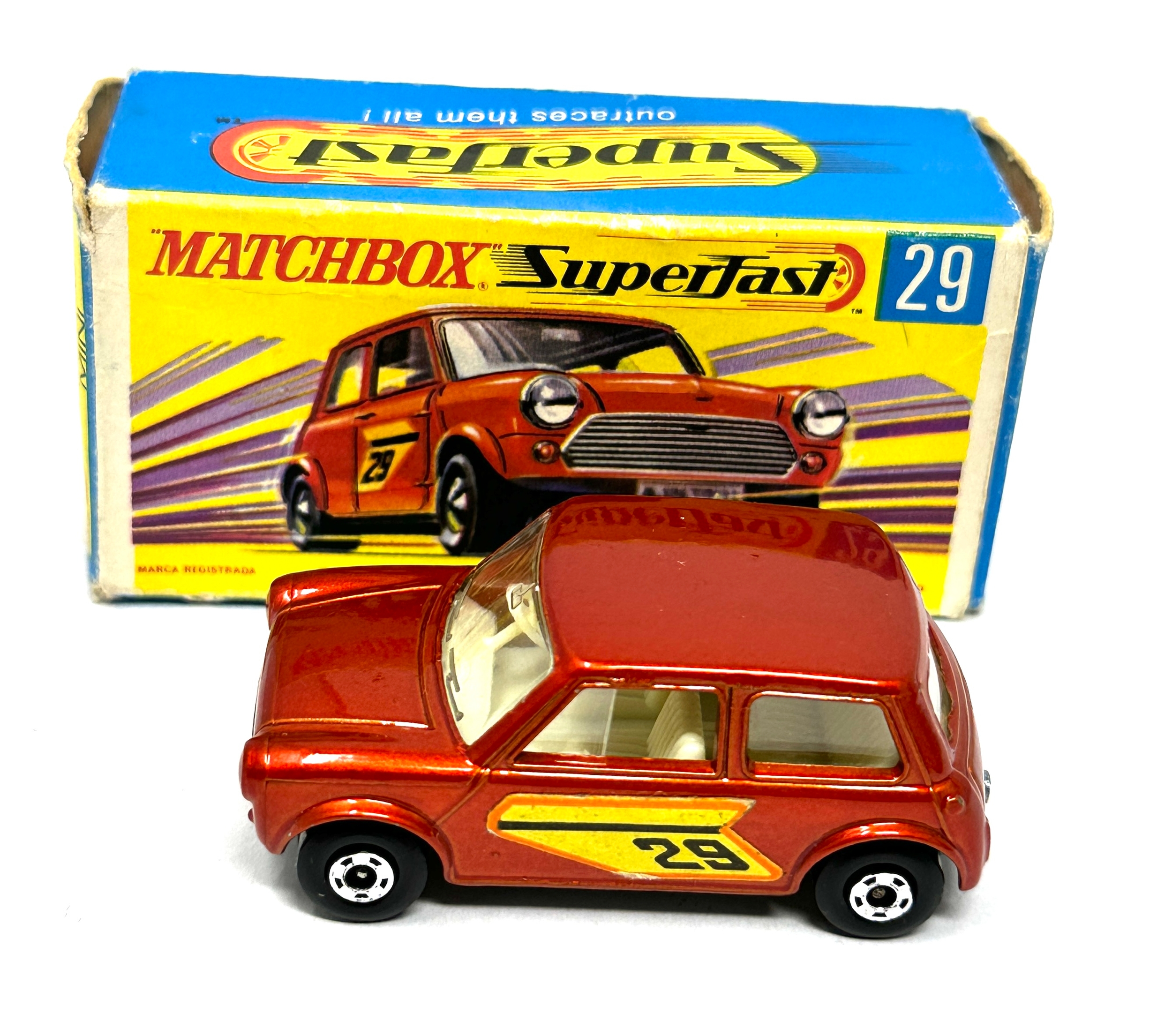 Lesney Matchbox Superfast 29 racing mini original boxed condition