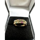 C.O.A 9ct gold diamond ruby sapphire emerald & topaz the dearest ring