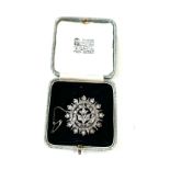 Large antique rose cut diamond unmarked white metal and gold brooch diameter 3.4 cm weighs approx