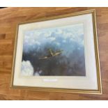 Signed framed evening flight print, approximate measurements: 17 x 21.5 inches