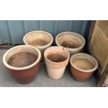Selection of 5 outdoor planters,