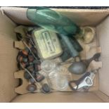 1 Box of miscellaneous includes flat iron, glass ware etc