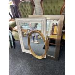 3 framed mirrors largest measures approximately 36 inches tall 25 inches wide