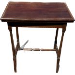 Antique Mahogany inlaid games table measures approx 29 inches tall by 25 inches wide and 16 inches