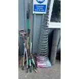 Large selection of assorted garden tools includes